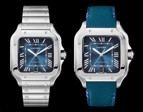 santos de cartier blue dial|cartier santos watch movement.